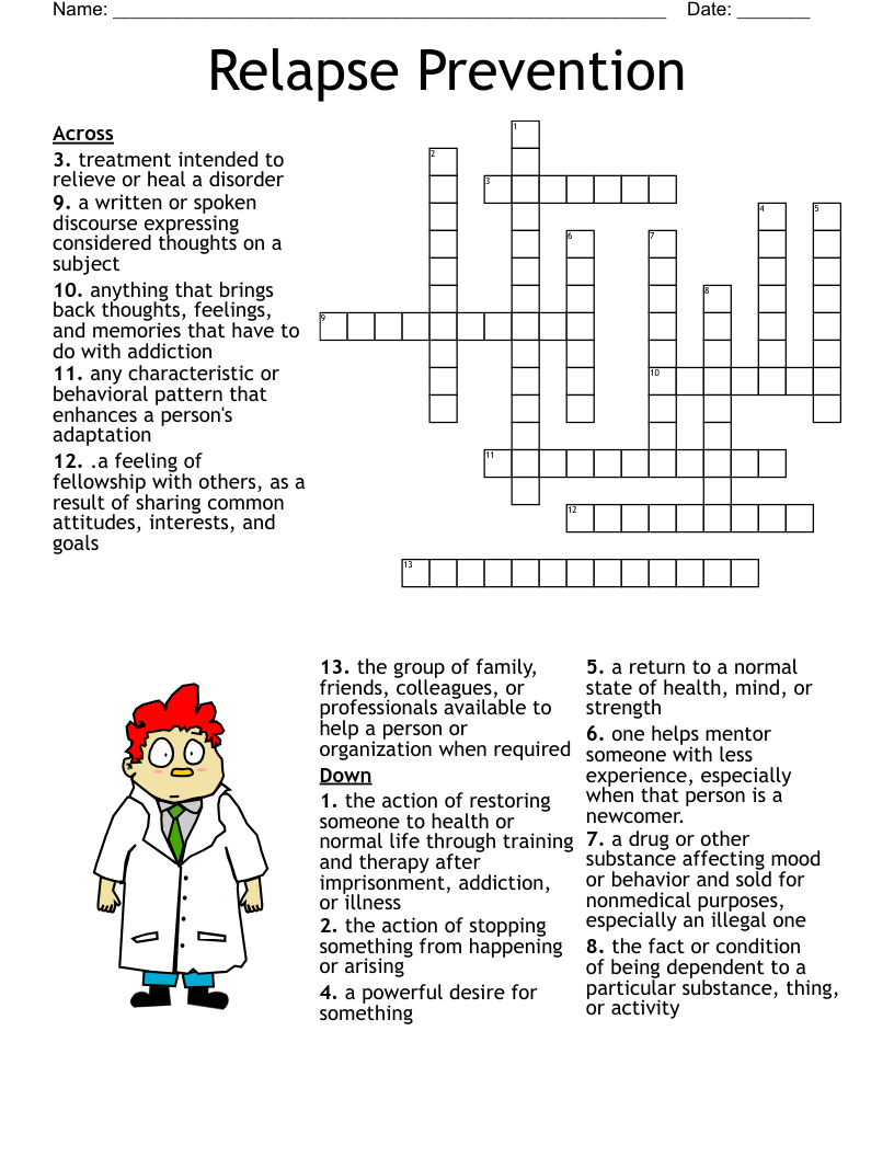Substance Abuse Treatment Word Search WordMint