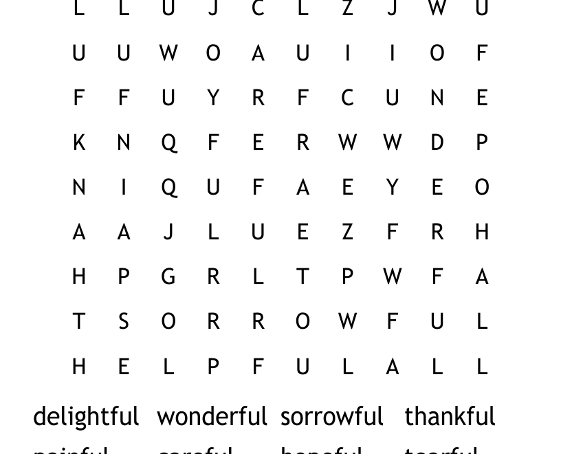Suffix Ful Word Search WordMint