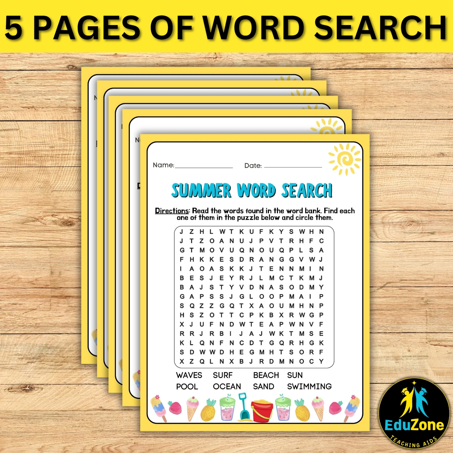 Summer Adventure Quest Beach Themed Word Search Puzzles For Kids Made By Teachers