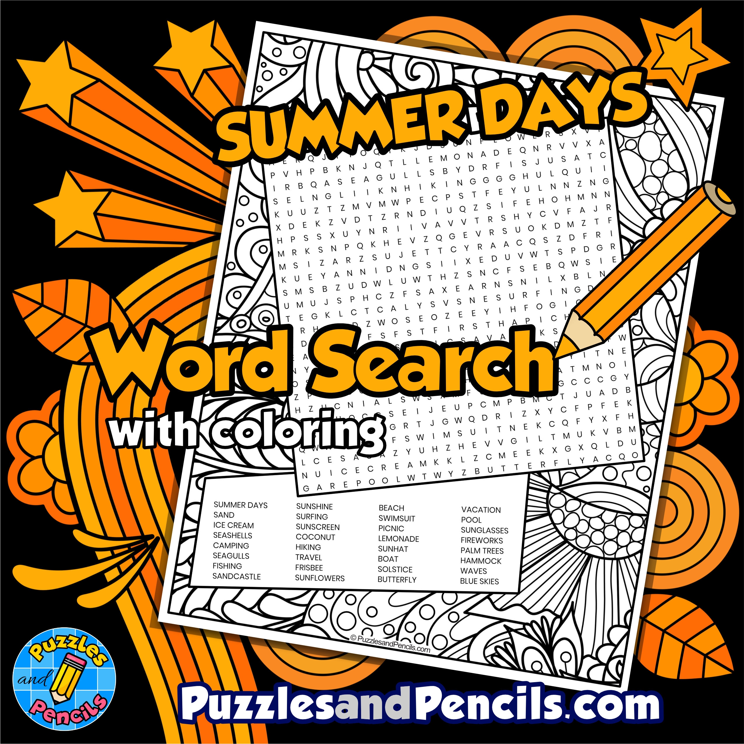 Summer Days Word Search Puzzle With Coloring Summer Wordsearch Made By Teachers