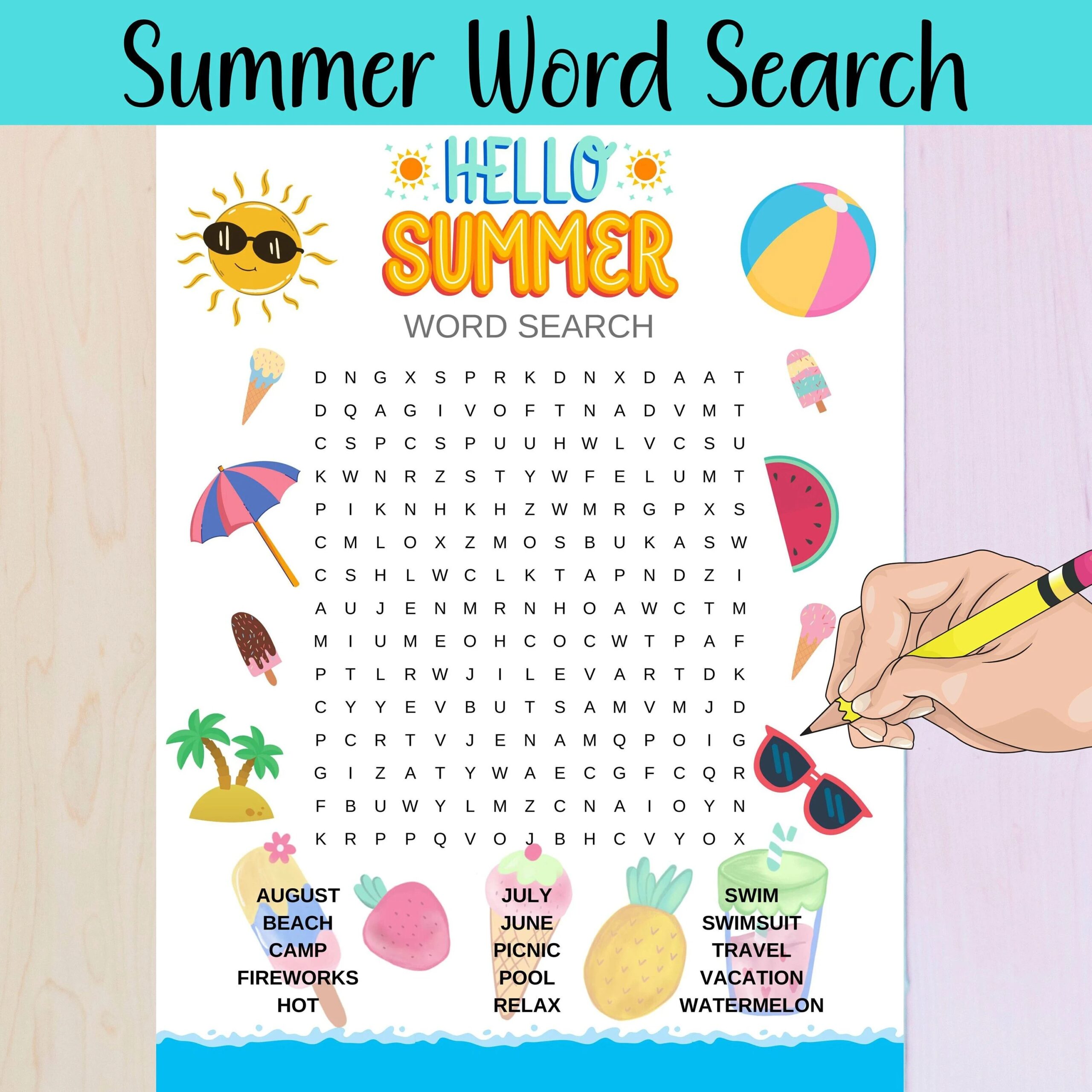 Summer Word Search Printable For Kids
