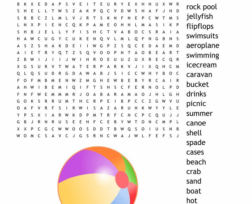 Summer Holidays Word Search WordMint