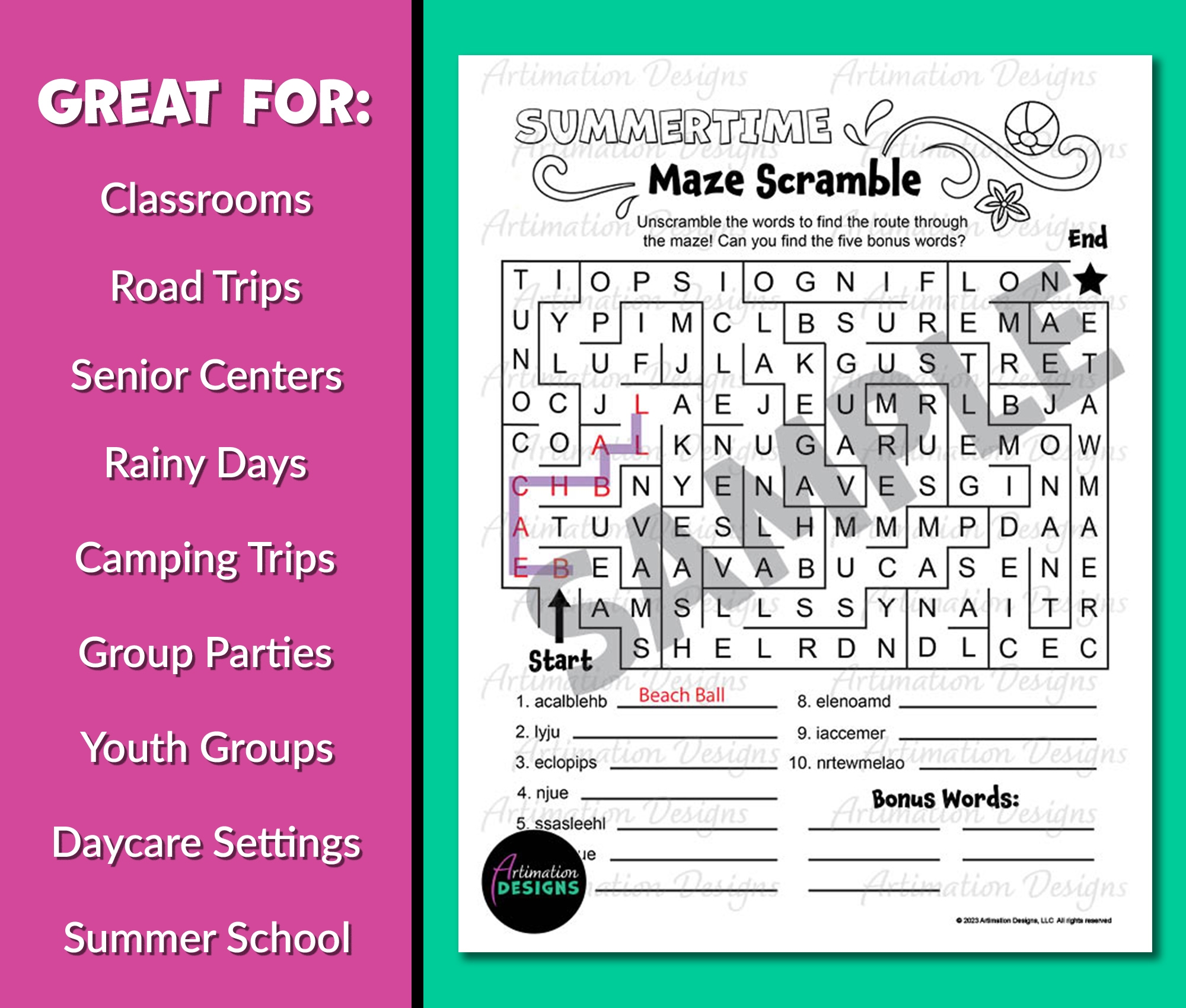 summer maze printable word search scramble activity word search puzzle classful