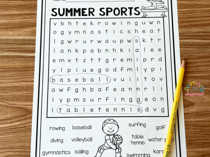 Summer Sports Free Word Search Primary Playground