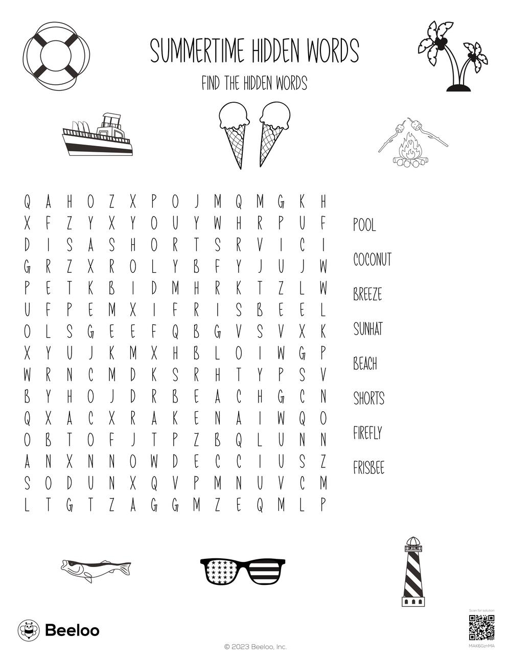 Summer themed Word Searches Beeloo Printable Crafts And Activities For Kids