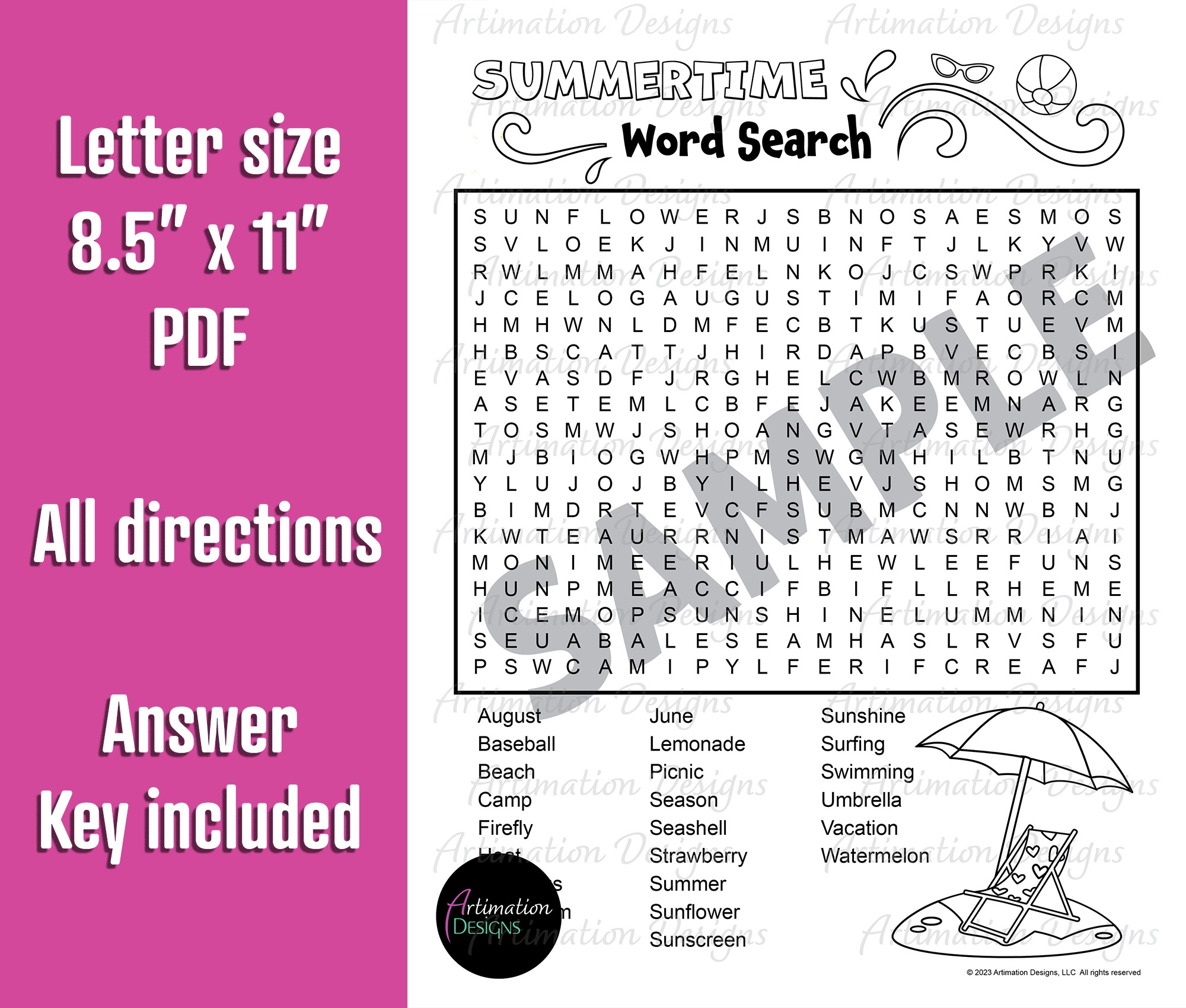 Summer Word Search Bundle Summer Word Games Easy Medium Hard Made By Teachers
