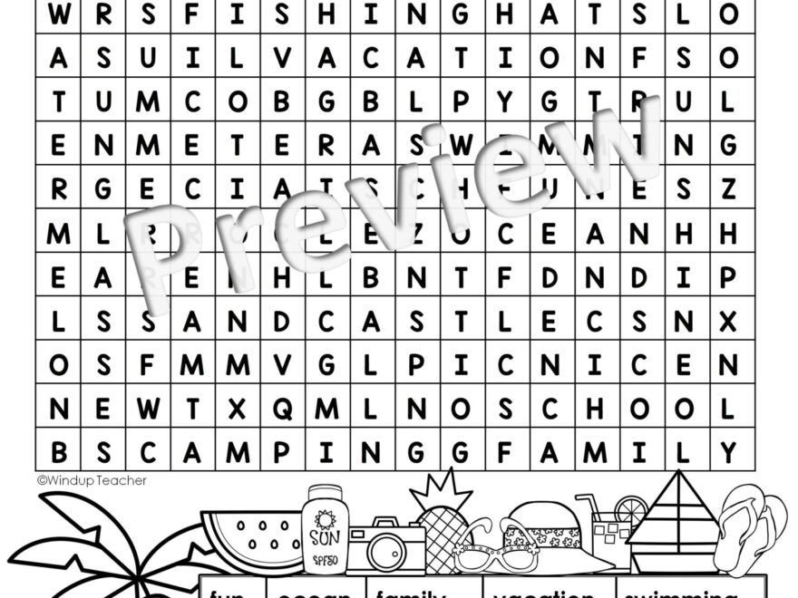 Summer Word Search EASY Puzzle Ready To Go Made By Teachers