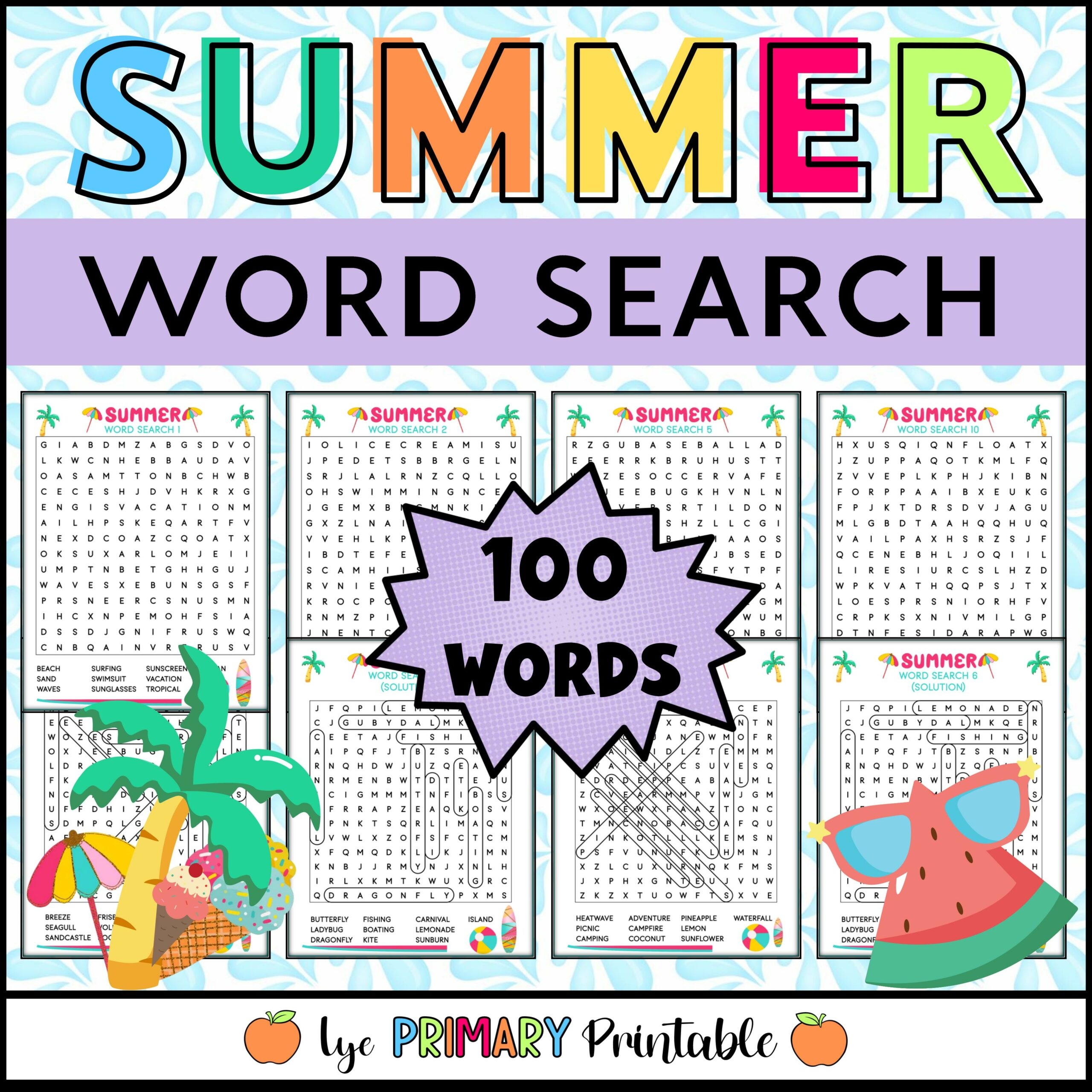 summer word search end of year puzzles activity made by teachers