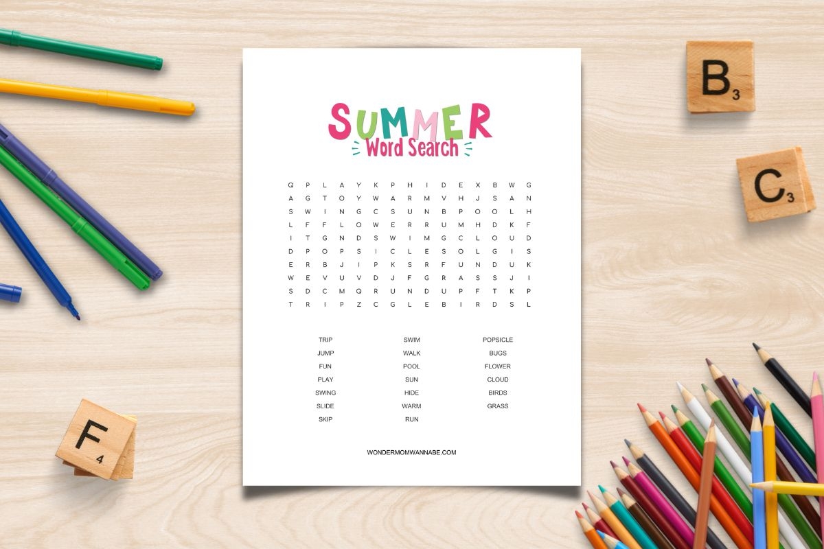 Summer Word Search For Kids