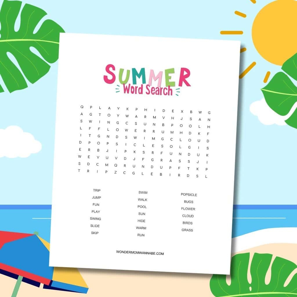 Summer Word Search For Kids