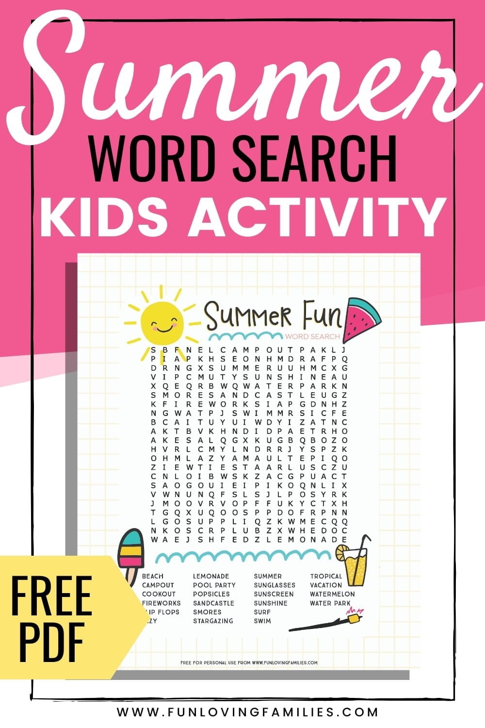 Summer Word Search Free Printable Activity Fun Loving Families