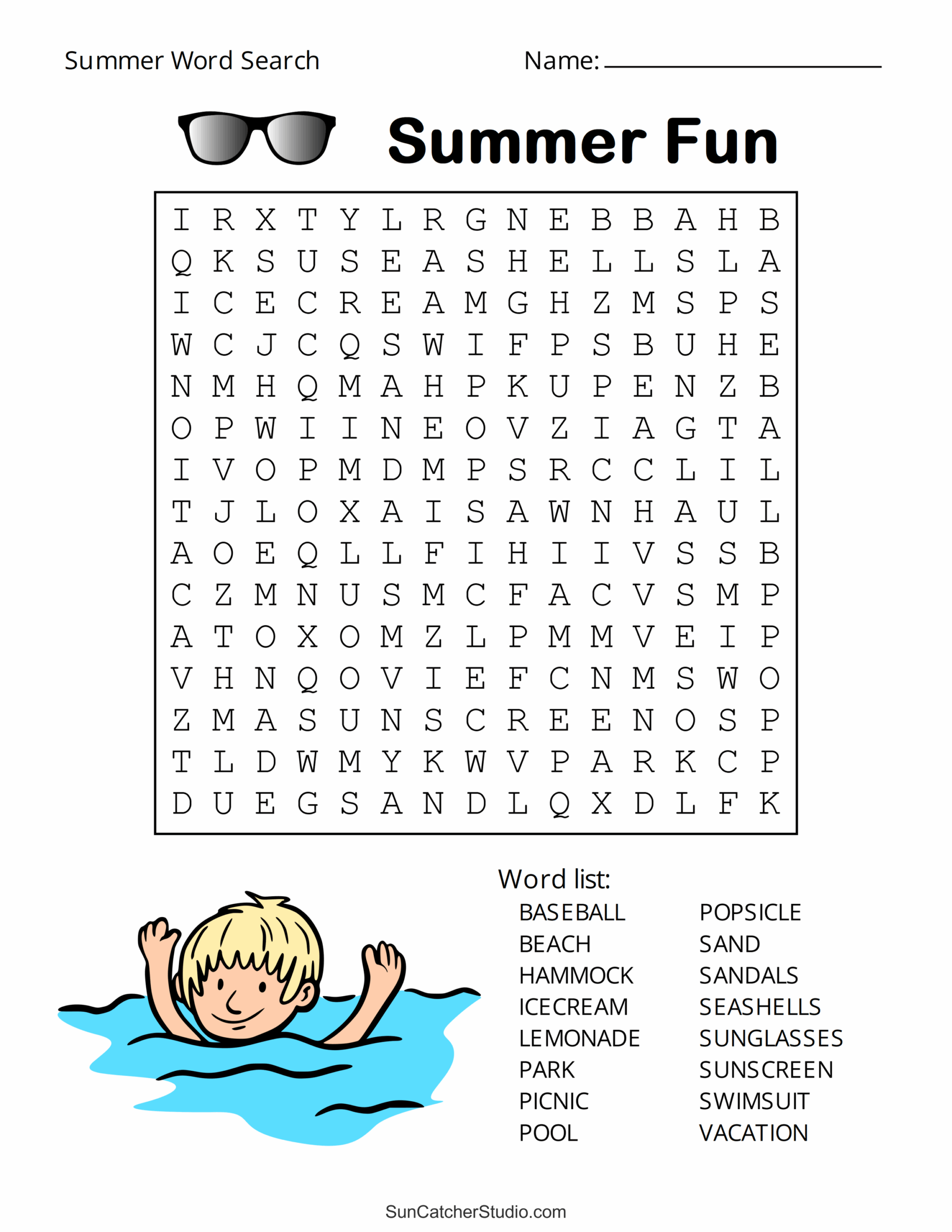Summer Word Search Free Printable Puzzles Free Printables Monograms Design Tools Patterns DIY Projects