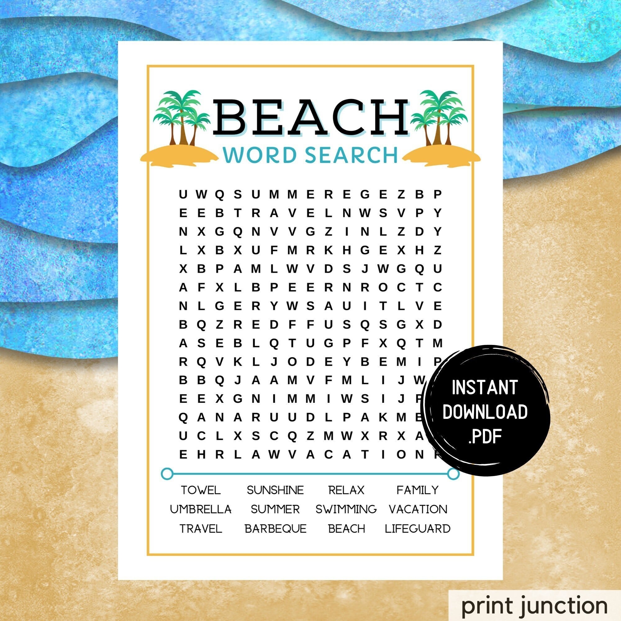 Swimming Word Search Printables