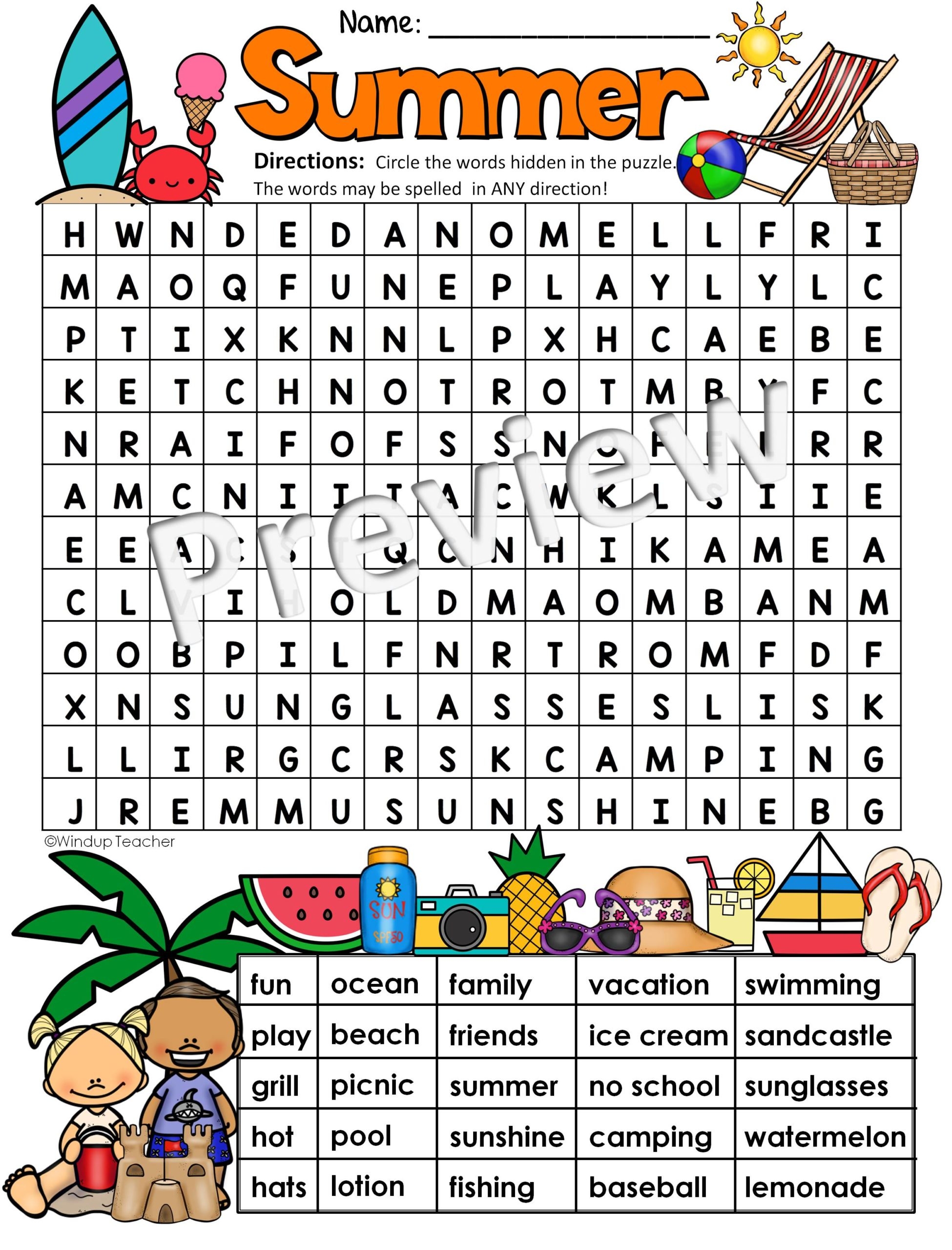 Summer Word Search HARD Puzzle Ready To Go Made By Teachers