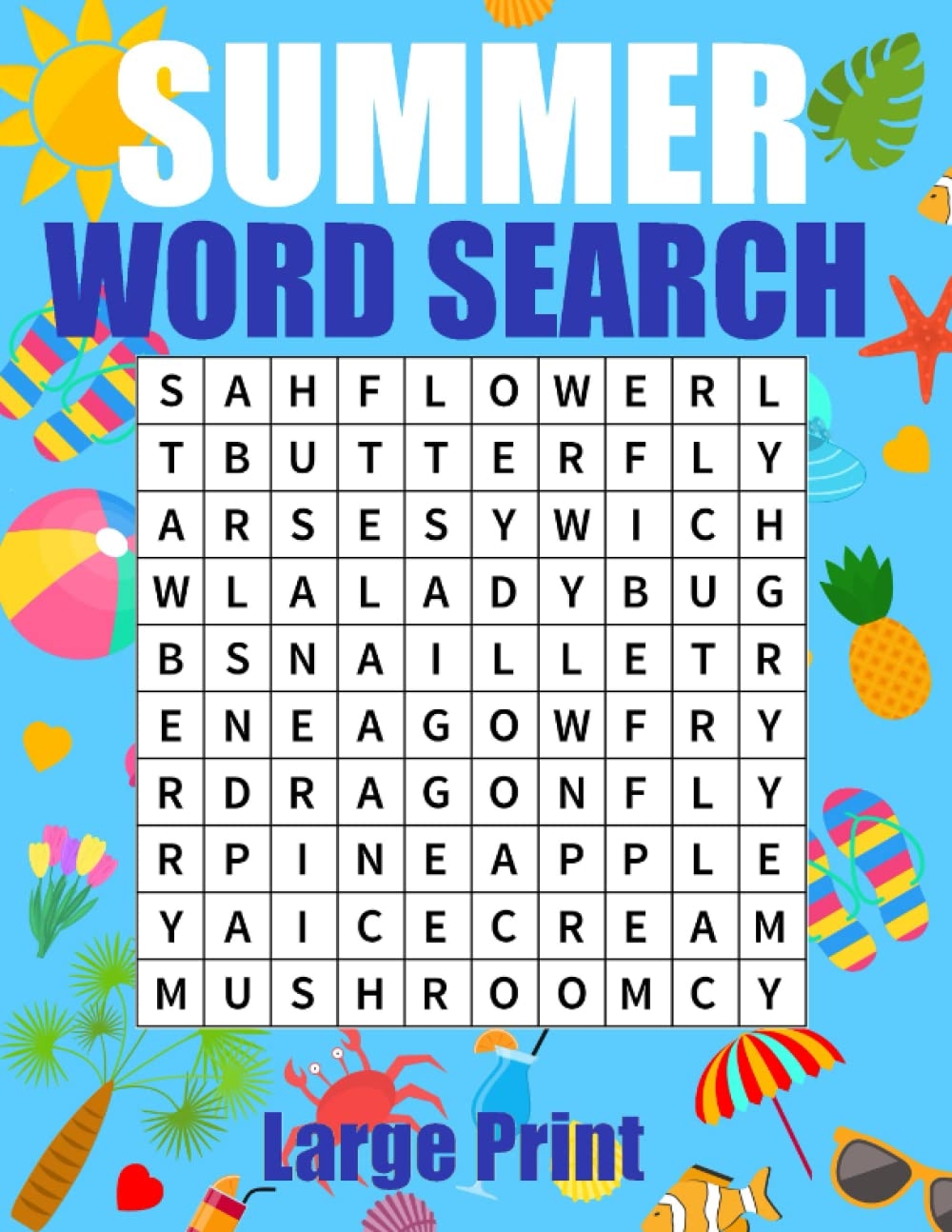 Summer Word Search Large Print Relaxing Summer Theme Word Search Puzzles For Adults And Seniors Large Print Word Search With Solutions Hill Cassie 9798835224524 Amazon Books