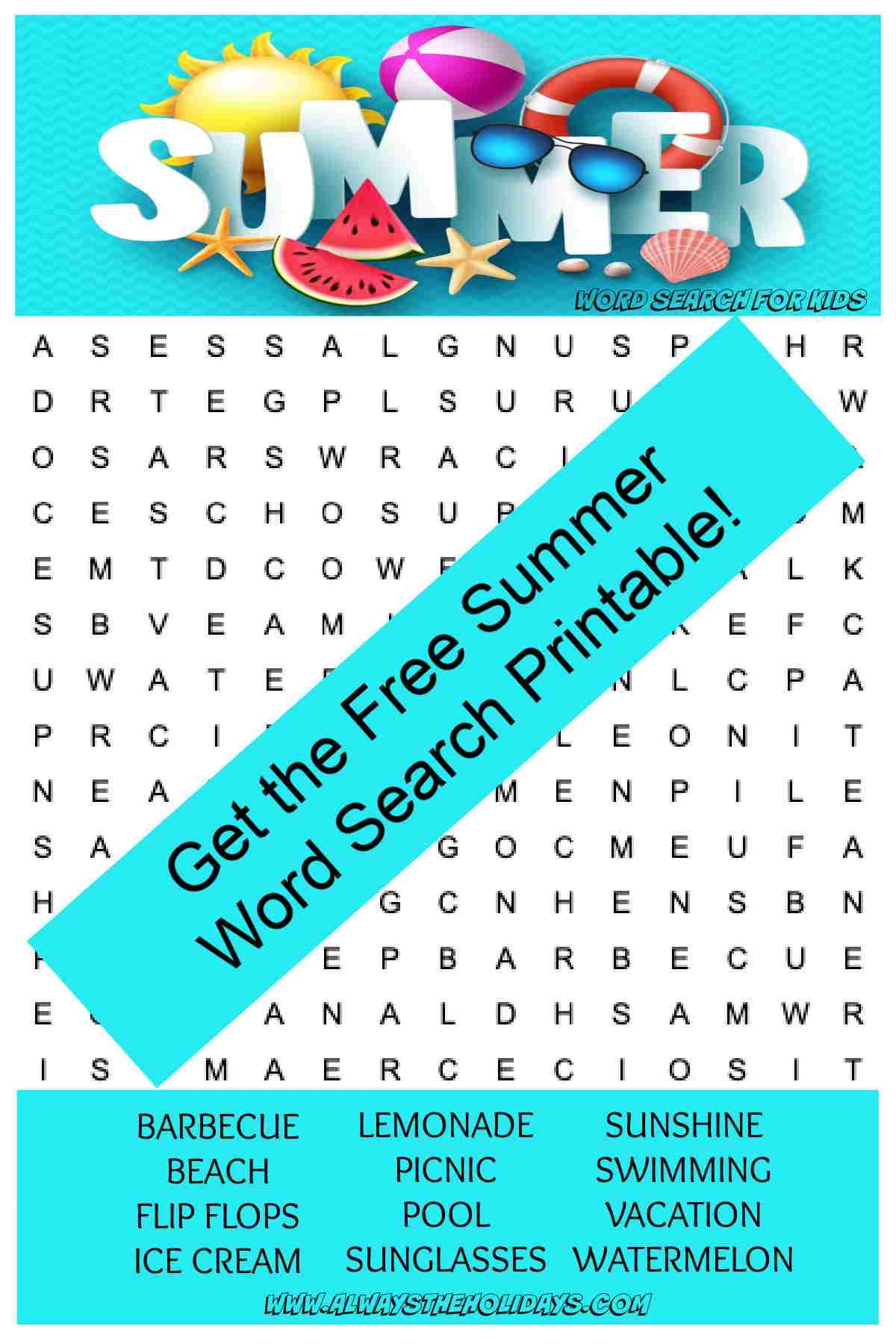 Summer Word Search Printable Free Word Search Answer Key