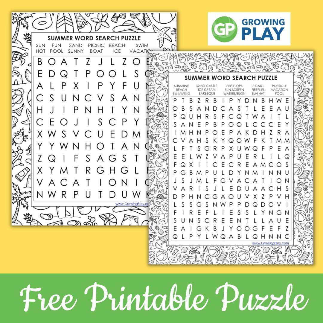 Summer Word Search Printables FREE Growing Play