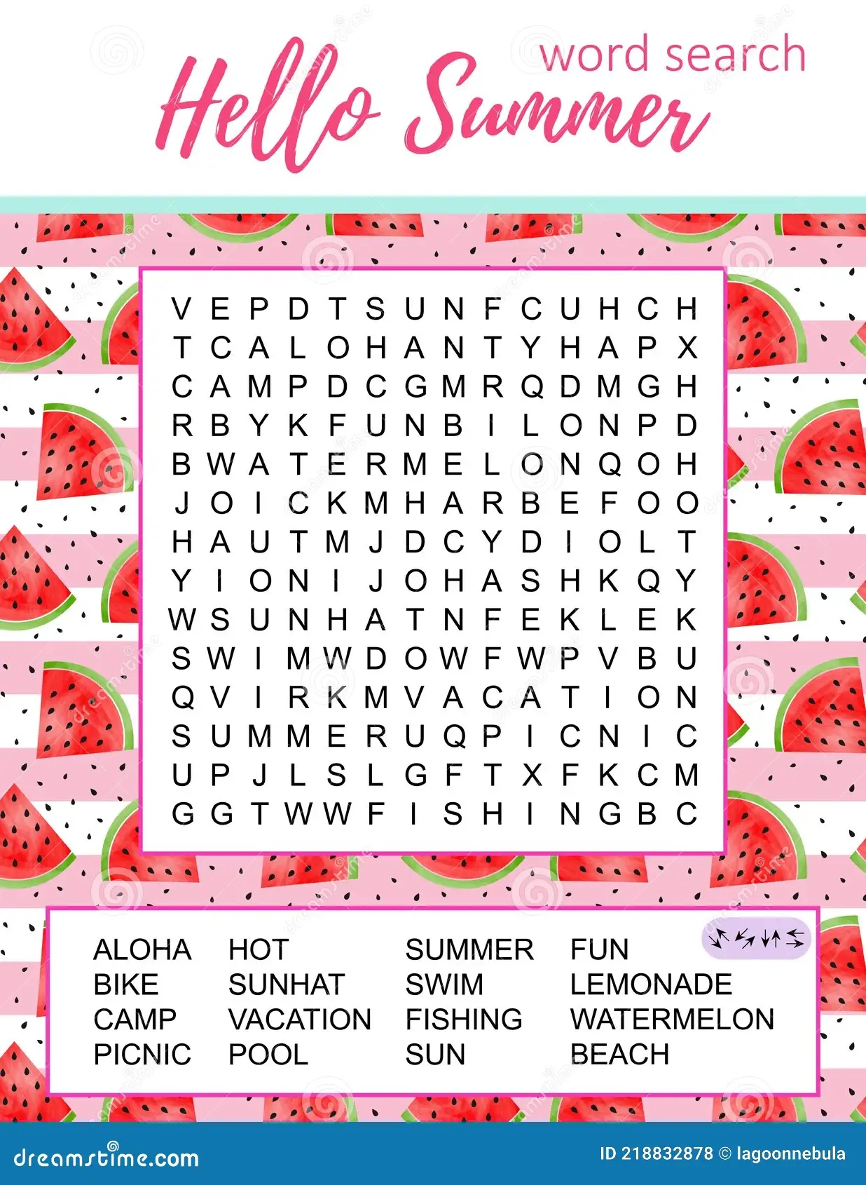 Summer Word Search Puzzle Educational Game Crossword Suitable For Social Media Post Party Card Stock Vector Illustration Of Preschool Colorful 218832878