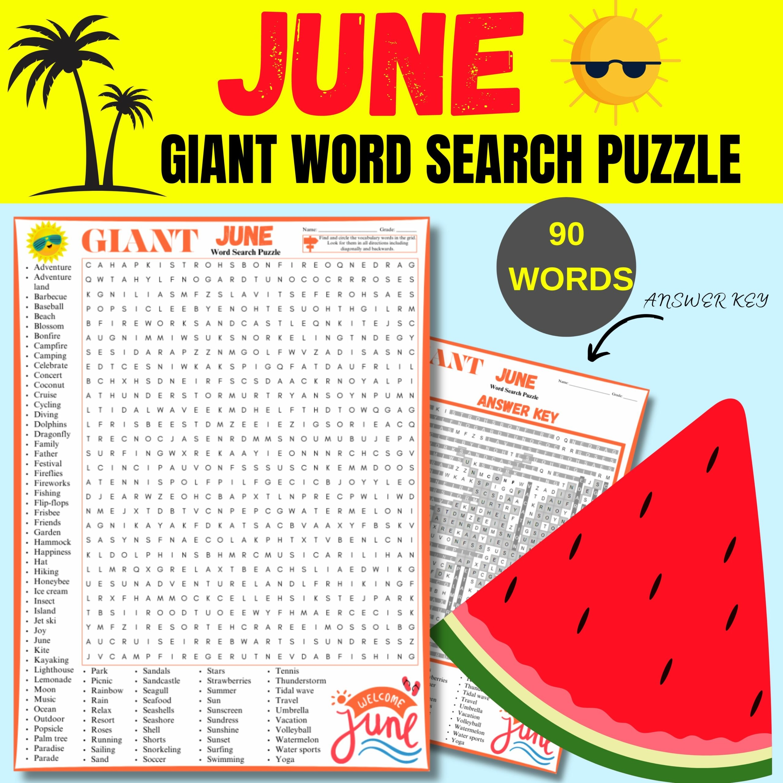Summer Word Search Puzzle End Of Year Activity Worksheet Giant Puzzle Made By Teachers