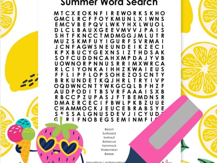 Summer Word Search Puzzle Math Love