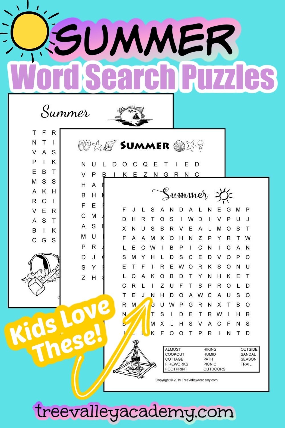 Summer Word Search Puzzles For Kids