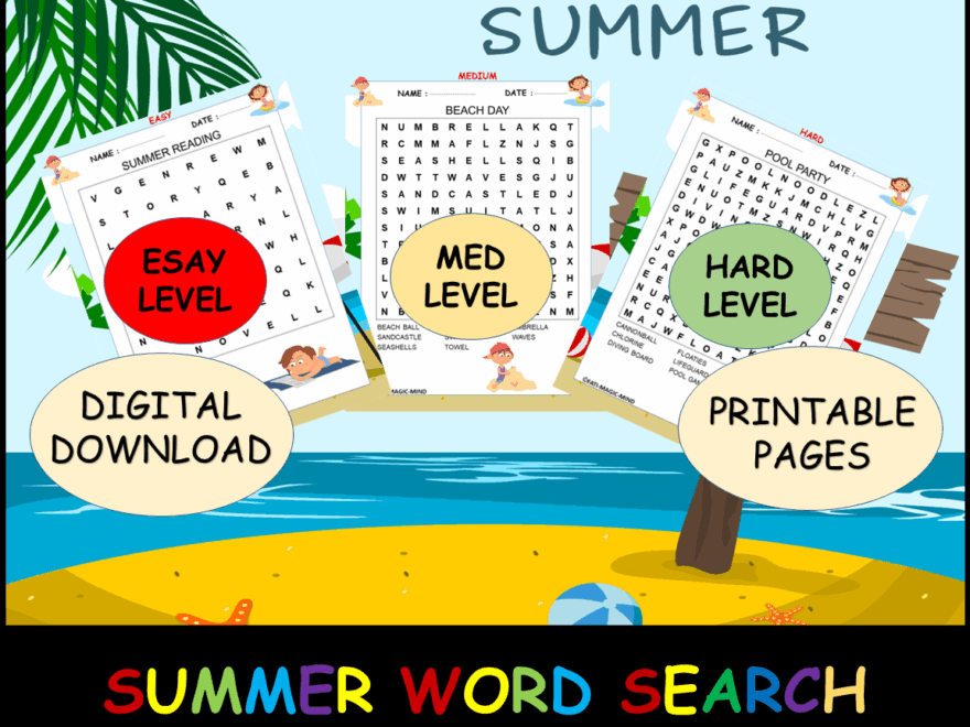 Summer Word Search Puzzles Grade 3 6 15 Fun End Of Year Printable Pages Made By Teachers