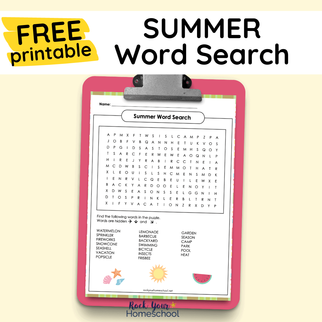 Summer Word Search Free Printable