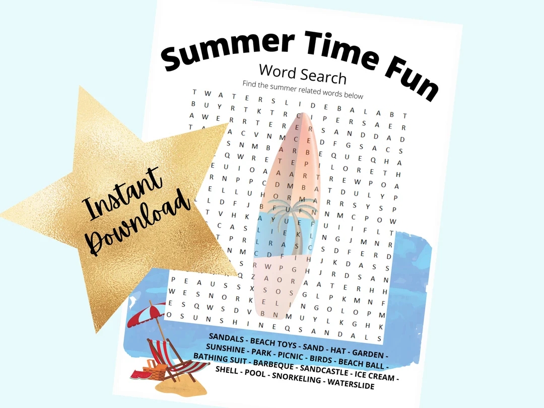 summer word search schellen printable summertime