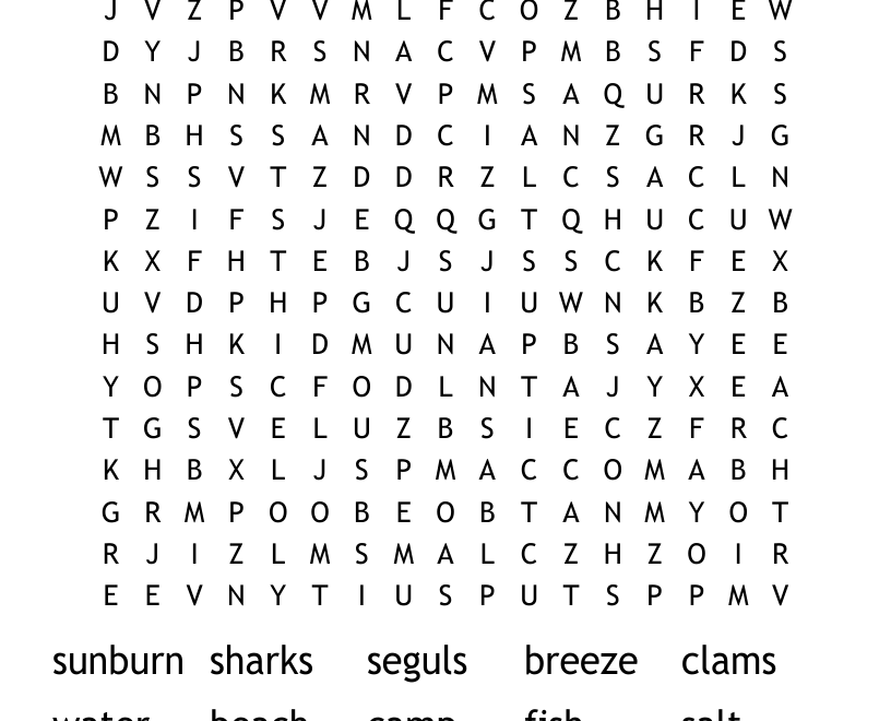 Summer Word Search WordMint