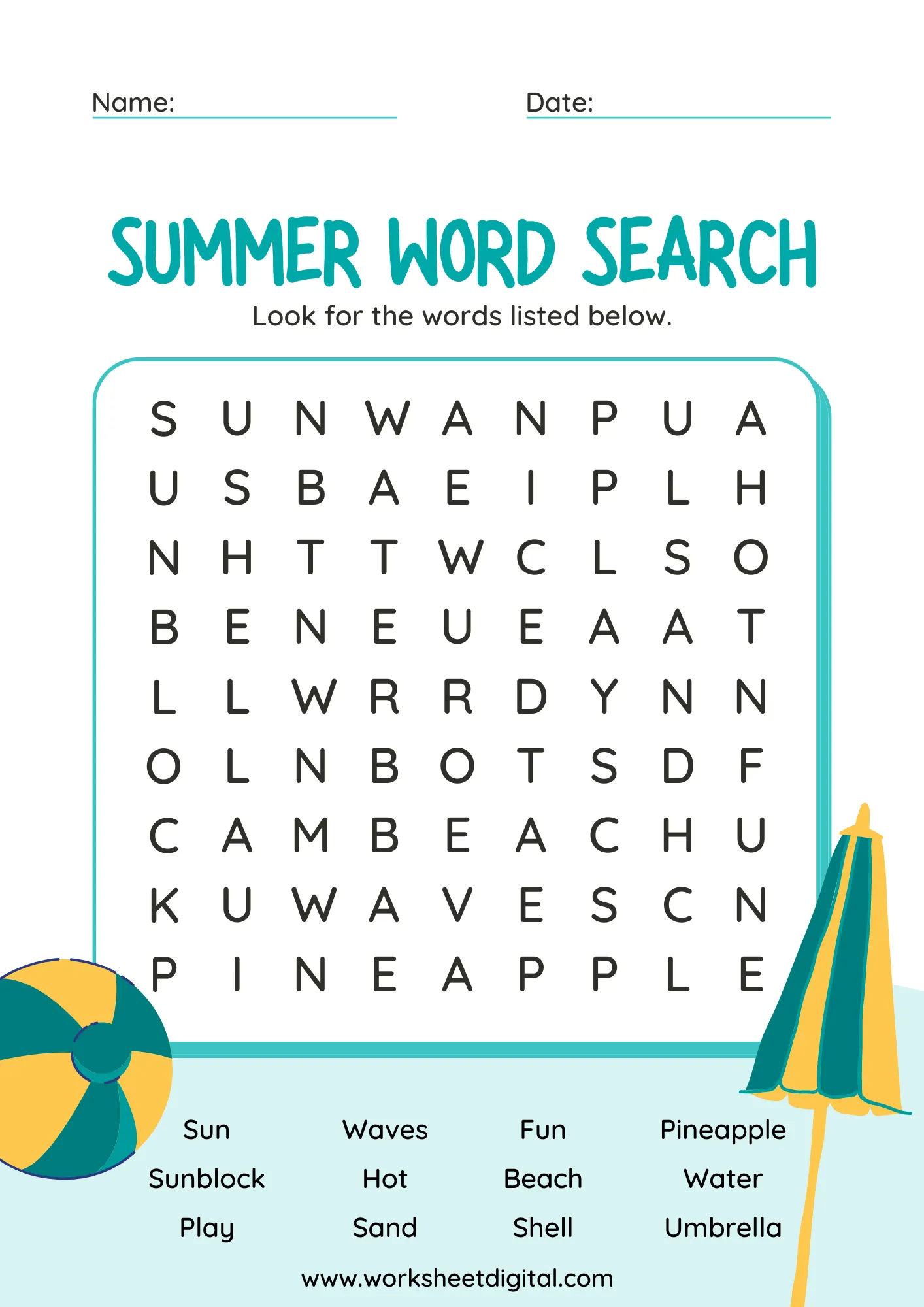 Summer Word Search Worksheet Digital 1 Teacher Made Resources Summer Word Search Worksheet Digital 1 Teacher Made Resources