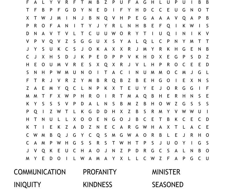 Sunday School Lesson Profanity Word Search WordMint