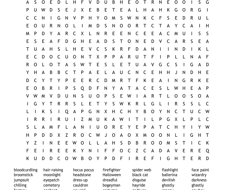 Super Halloween Word Search WordMint