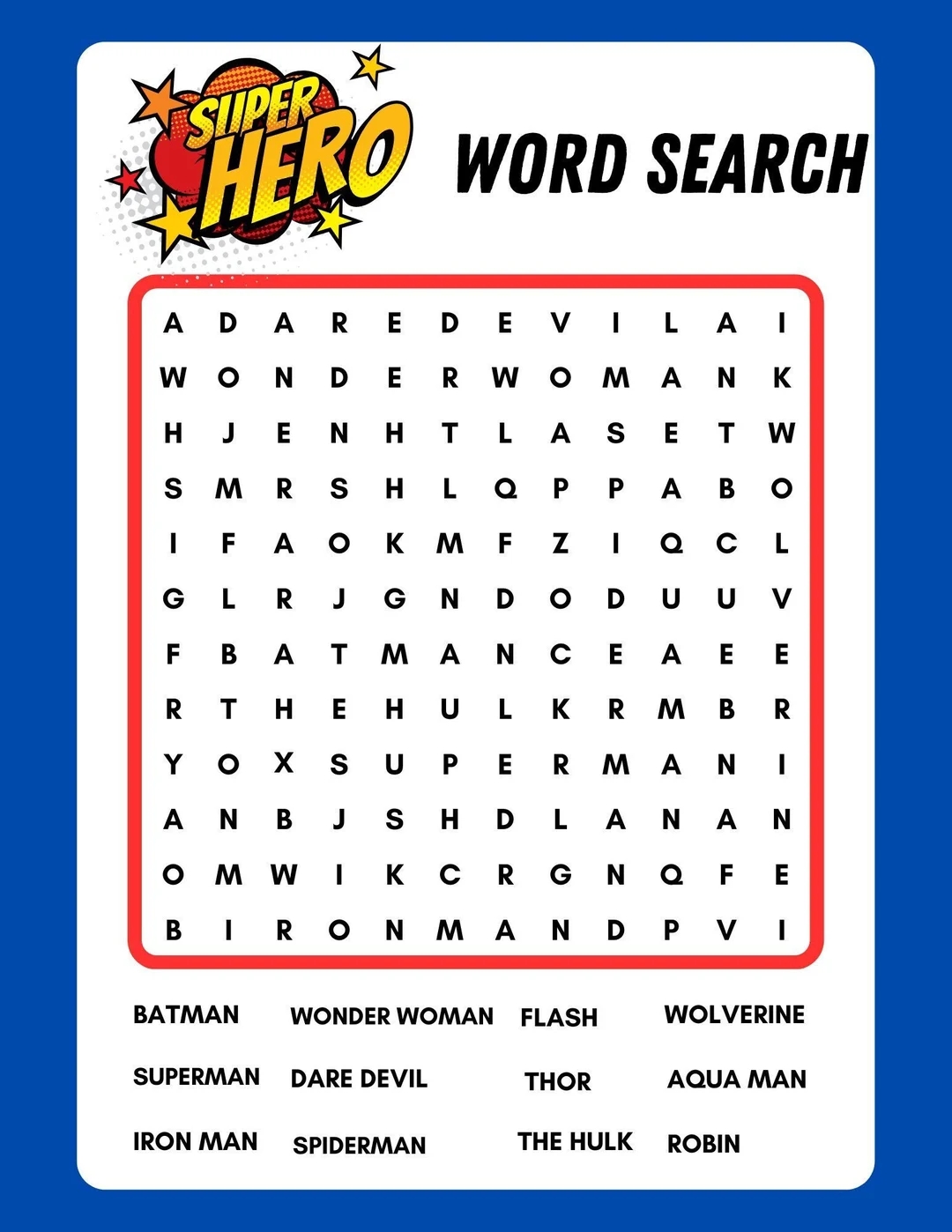 super hero word search printable instant download pdf etsy ireland