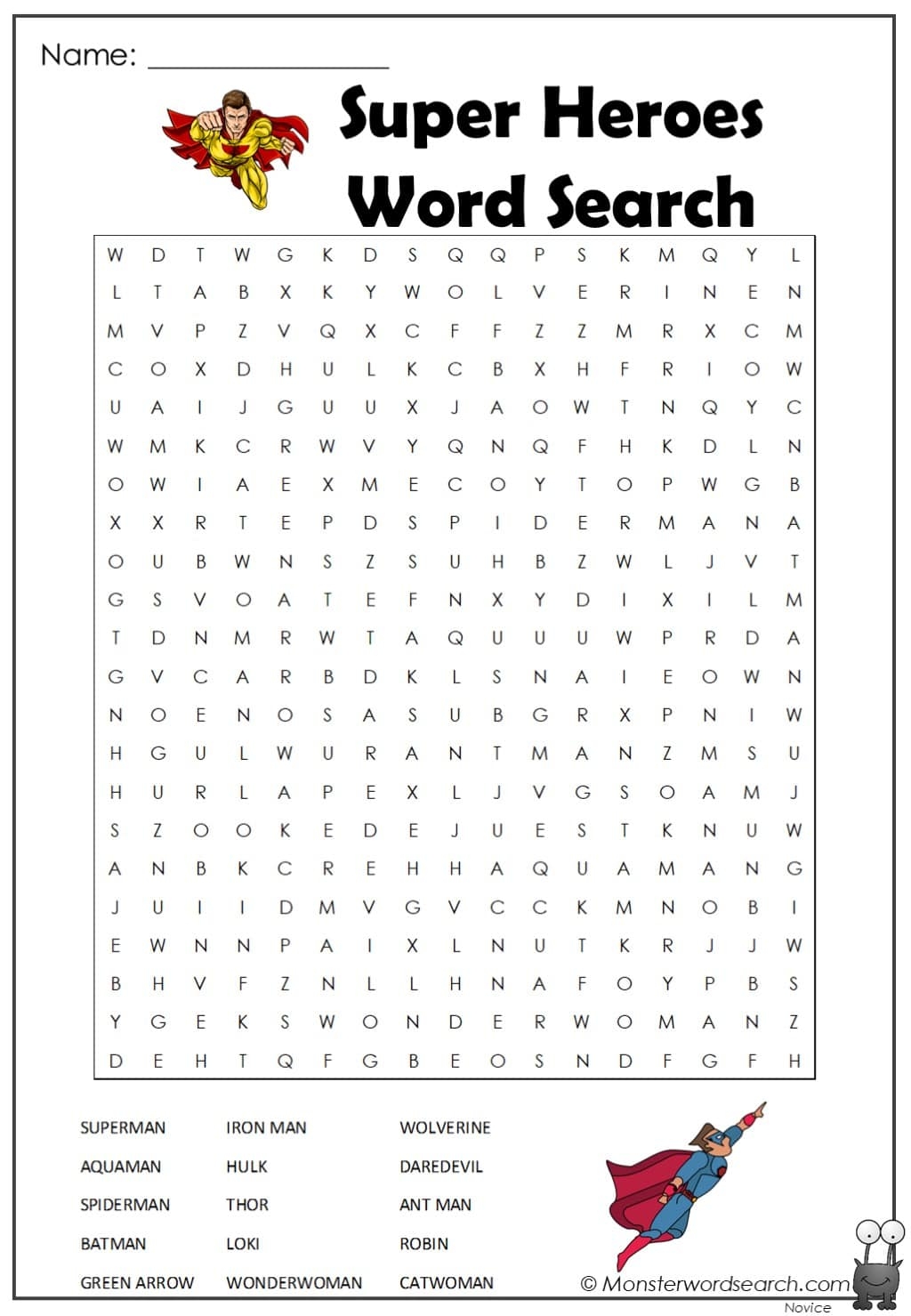 Spiderman Word Search Printable
