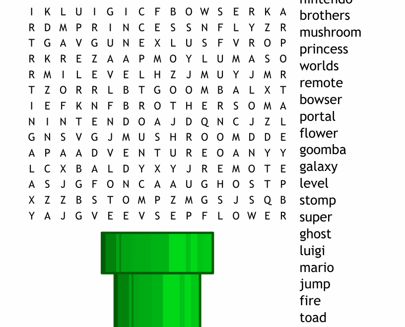 Super Mario Word Search WordMint