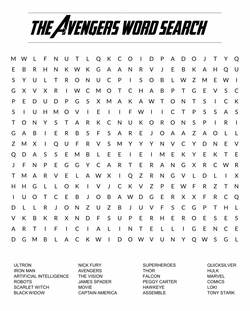 Superhero Word Search Printable Feww