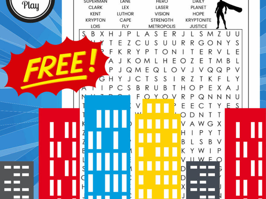 Superman Word Search Free Printable Growing Play