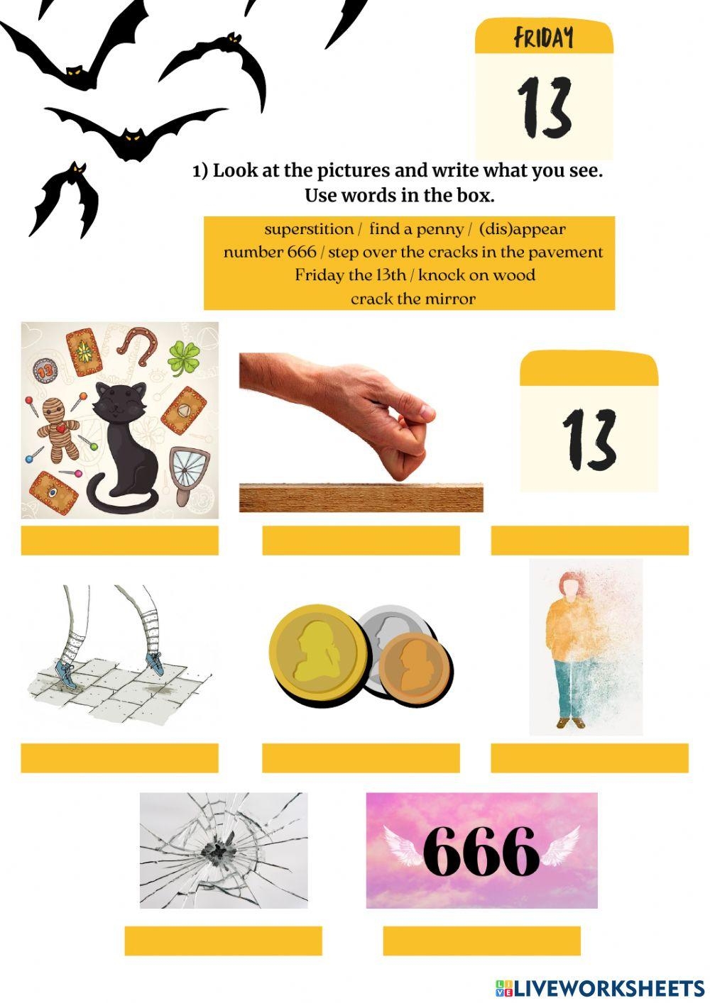 Superstitions Friday 13th Worksheet Live Worksheets Worksheets Library