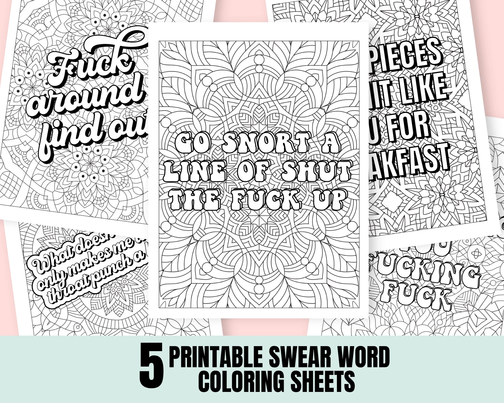 Swear Words Coloring Pages Adult Coloring Pages Printable Coloring Pages For Adults Printable Coloring Sheets Downloadable Coloring Book Etsy
