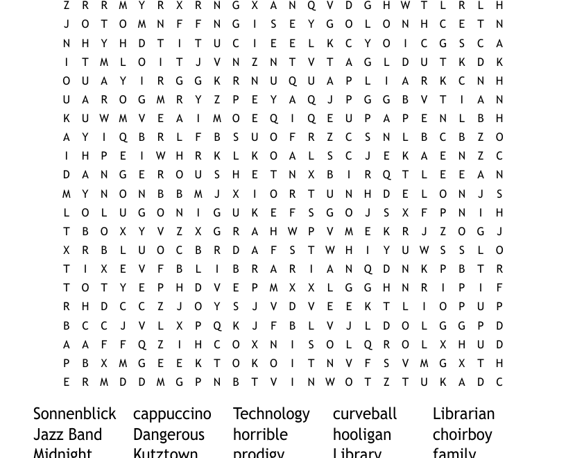 Teen Library Day Word Search WordMint