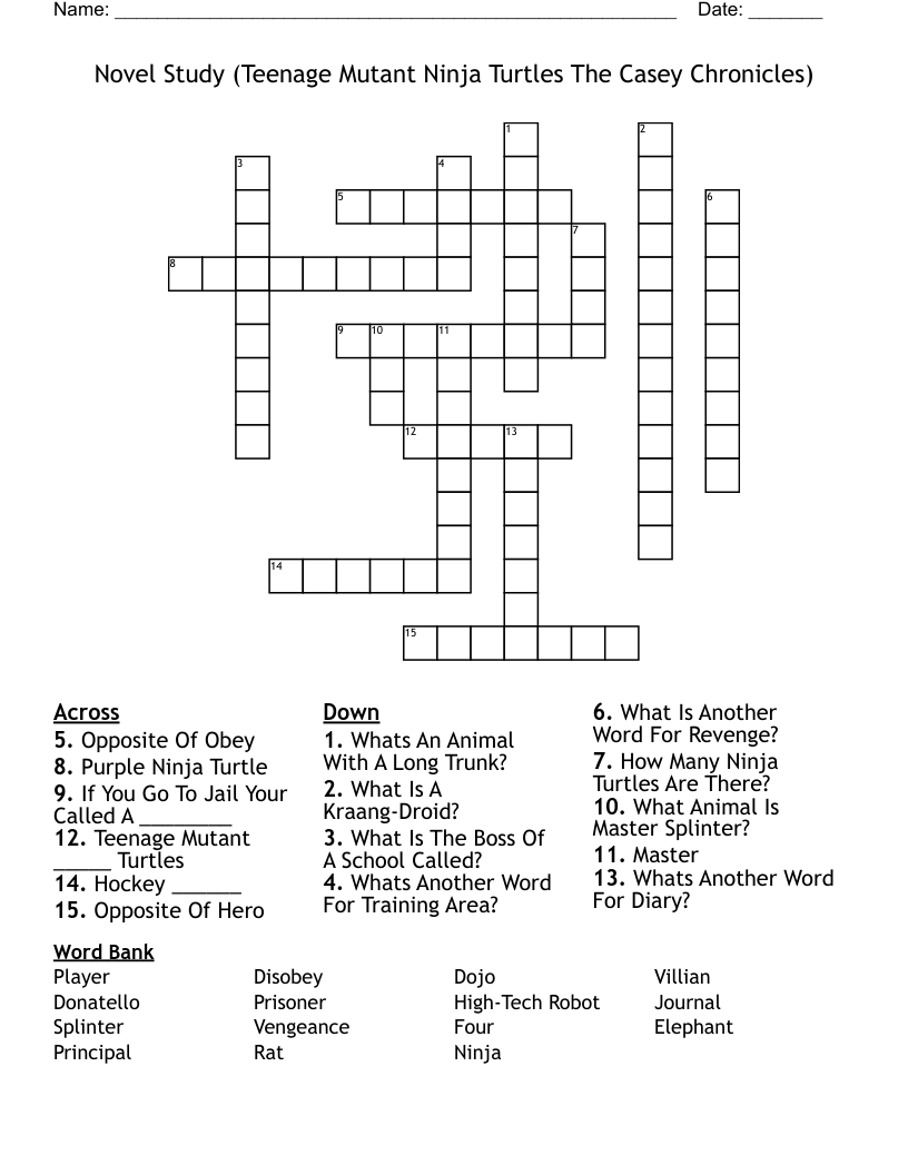 TEENAGE MUTANT NINJA TURTLES Word Search WordMint