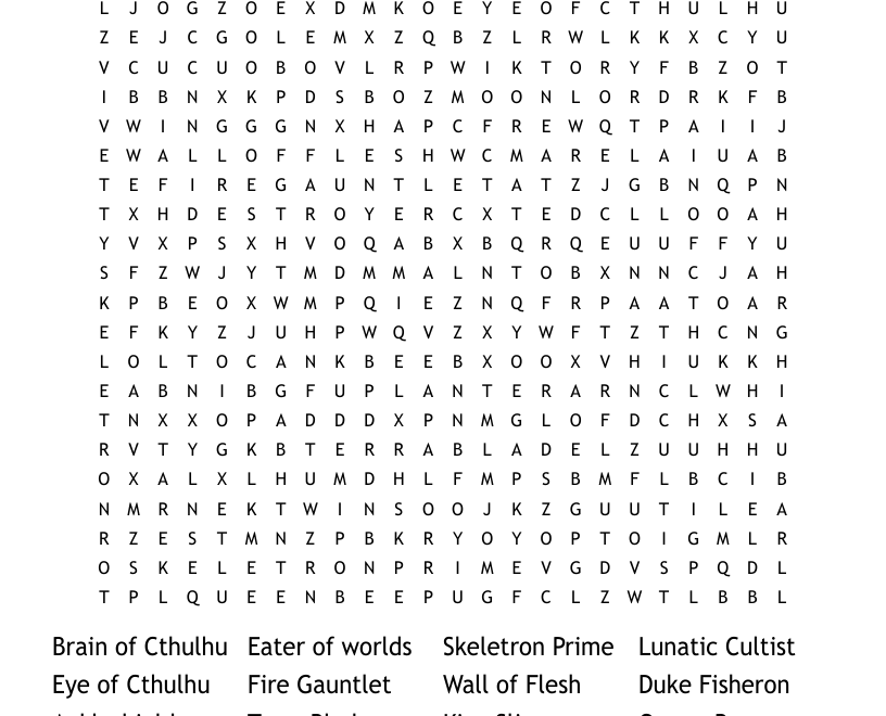Terraria Word Search WordMint