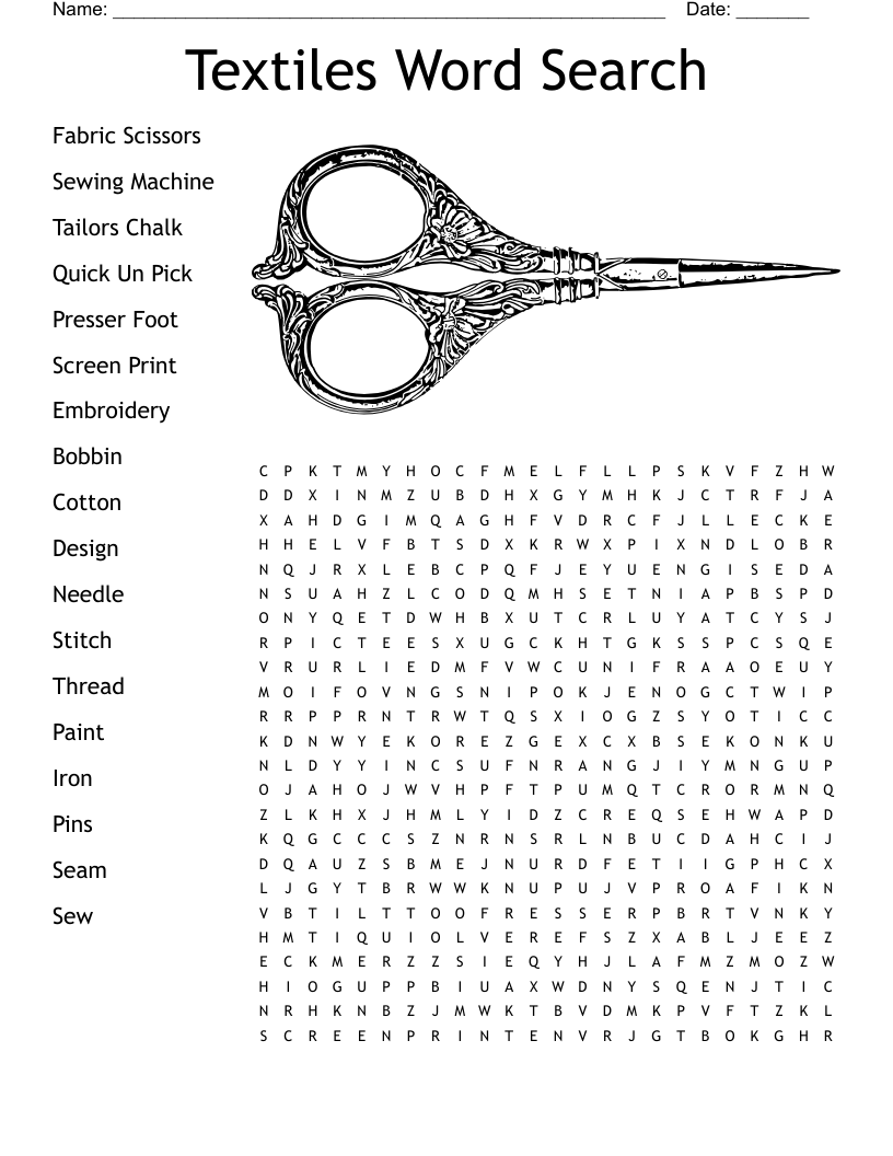Textiles Word Search WordMint