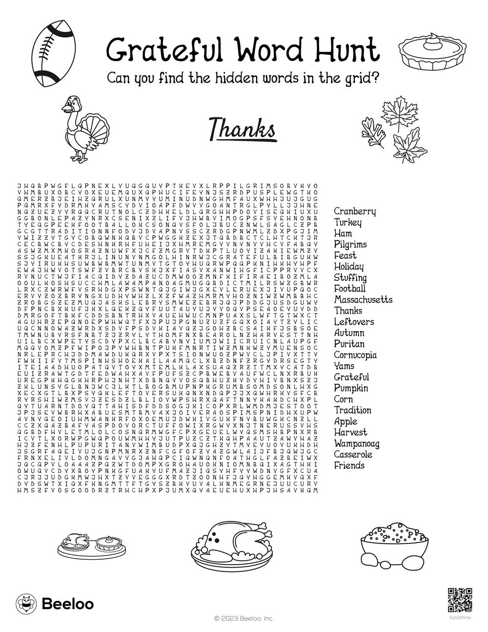 Thanksgiving themed Word Searches Beeloo Printable Crafts And Activities For Kids