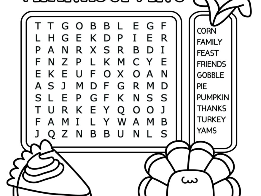 Thanksgiving Word Search Cute Coloring Pages For Kids