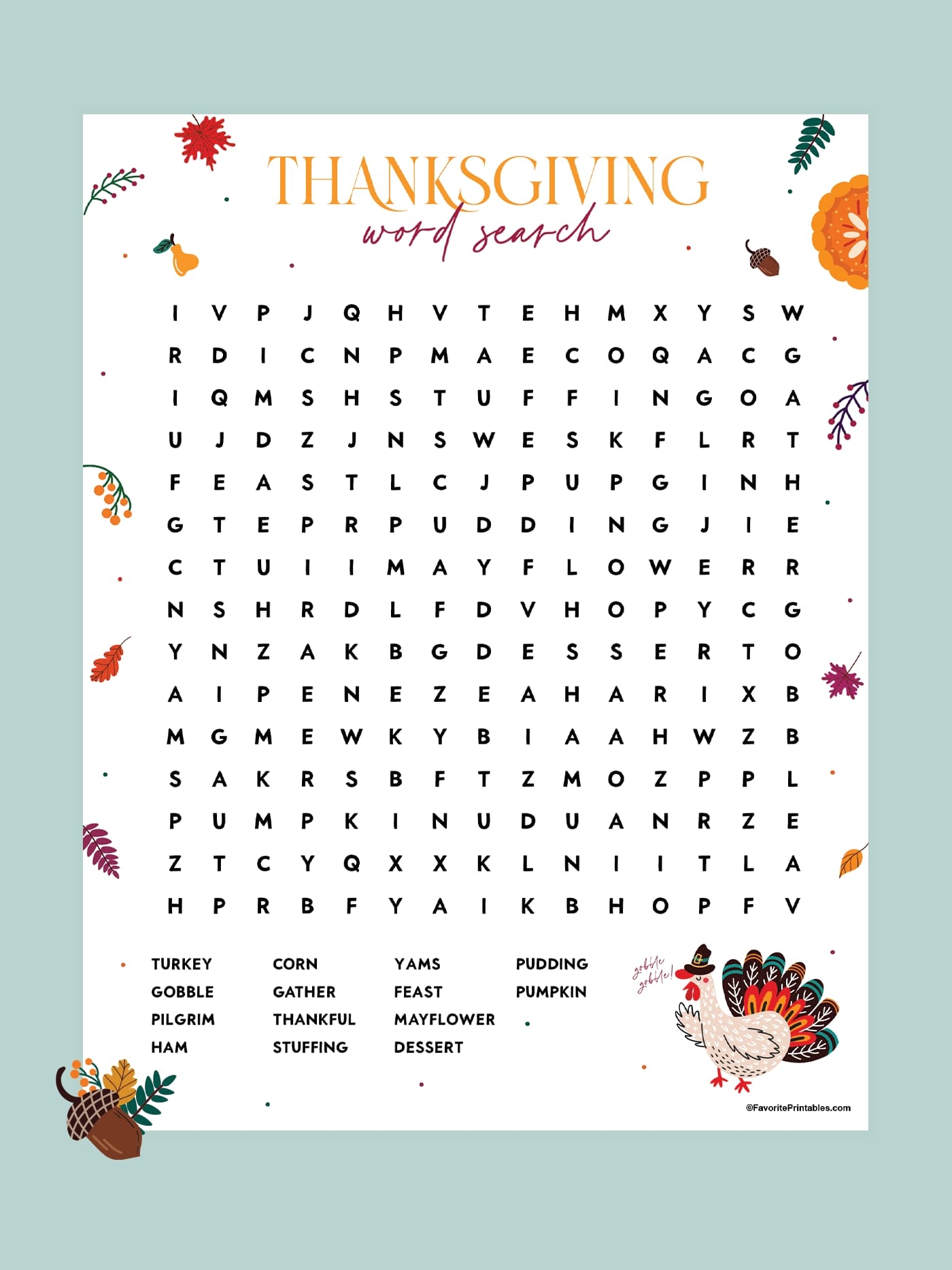 Free Printable Thanksgiving Word Searches For Adults