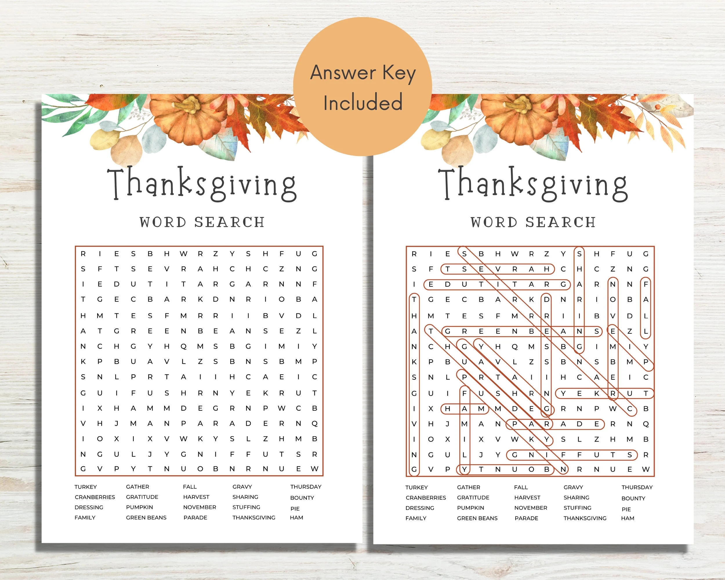 Printable Thanksgiving Word Searches For High School