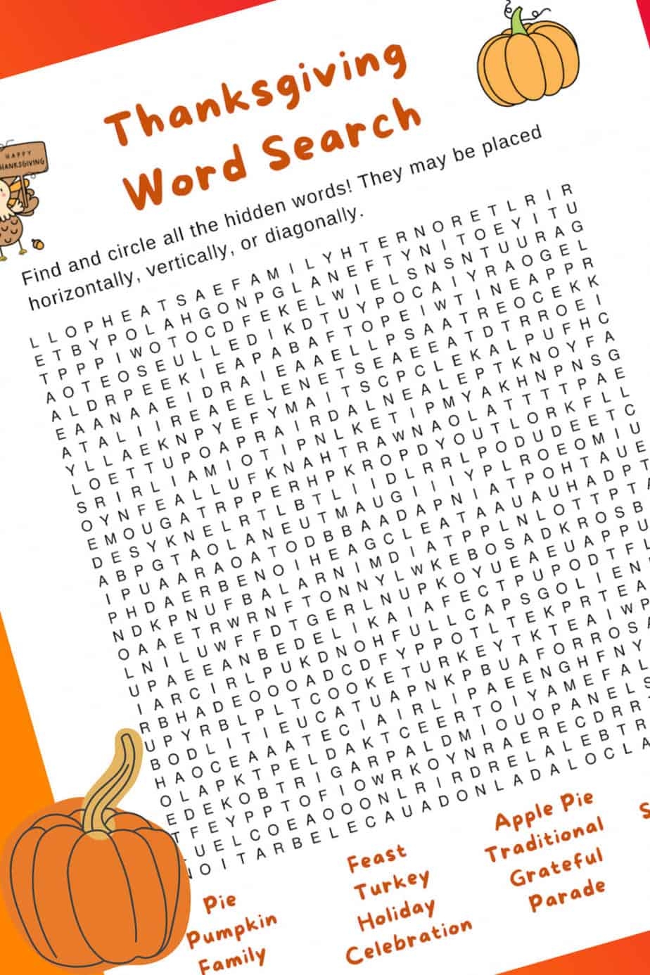 Thanksgiving Word Search Printable For Kids Thanksgiving Word Search Printable For Kids