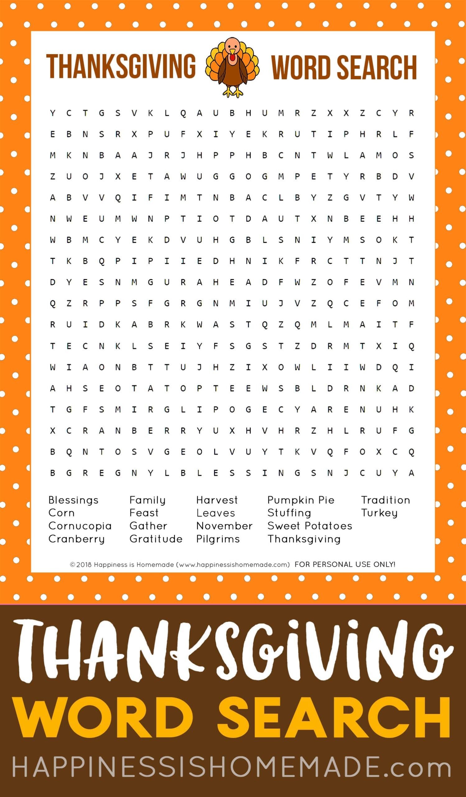 Thanksgiving Word Search Printable Happiness Is Homemade Worksheets Library