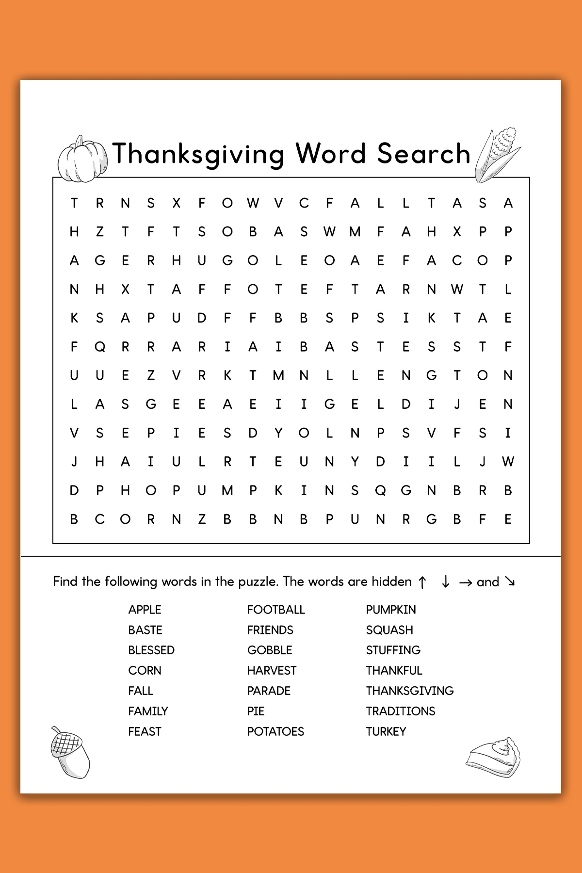 Thanksgiving Word Search Printable Set 3 Varying Levels Of Difficulty Included